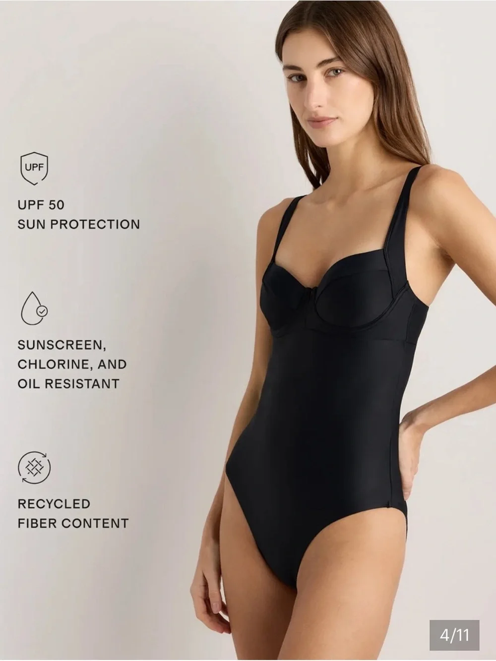 Quince Black One-Piece Swimsuit with Supportive Underwire